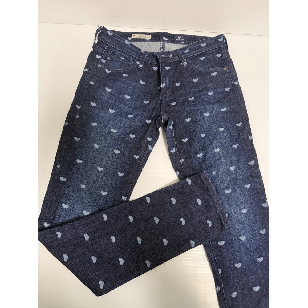 AG Adriano Goldschmied The Legging Ankle Super Skinny Heart Print Jeans 26R